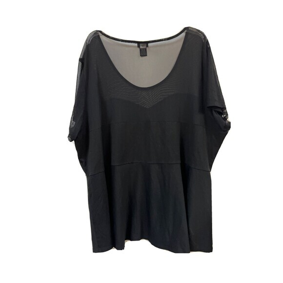 Torrid Peplum Top Clip Babydoll Black‎ Mesh Women's Plus Size 5X Party Blouse - Picture 4 of 4